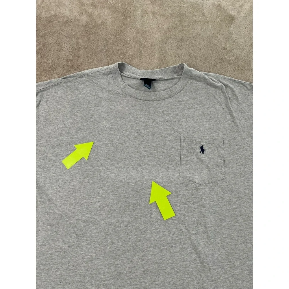 Polo Ralph Lauren T-Shirt Men's 5XB Big Heather Gray Pocket Cotton Short Sleeve